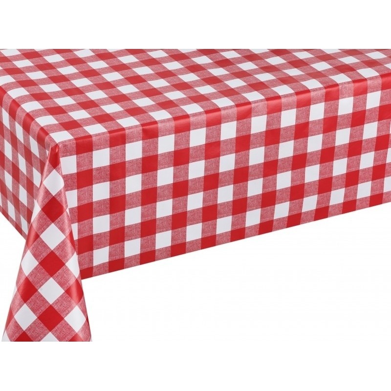 Buiten tafelkleed-tafelzeil boeren ruit rood-wit 140 x 180 cm
