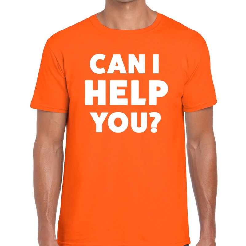 Can i help you beurs-evenementen t-shirt oranje heren