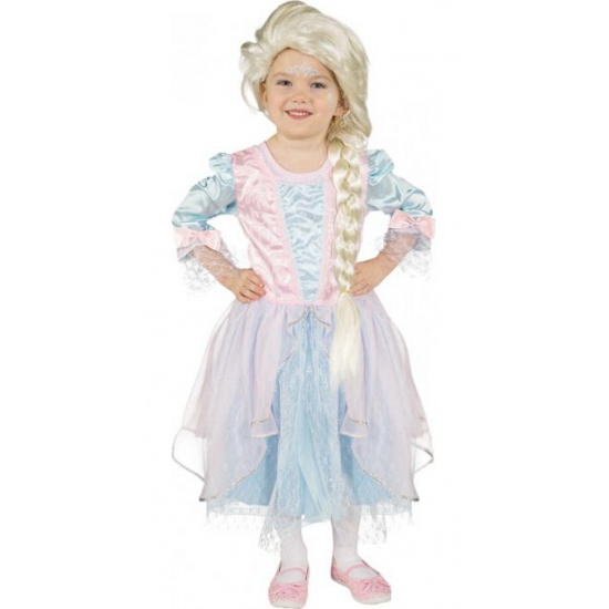 Carnaval outfit lichtblauw met roze prinses jurk