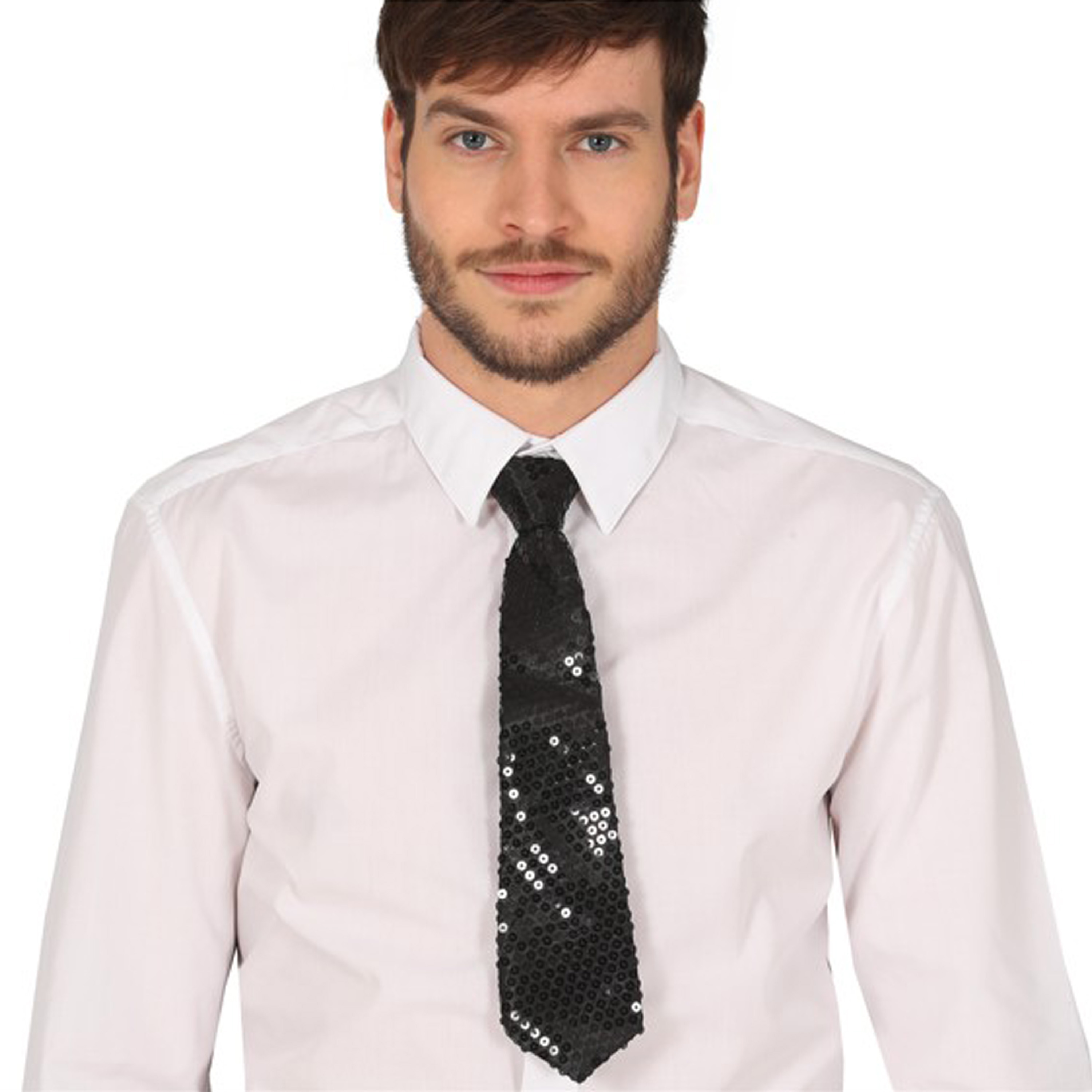 Carnaval verkleed stropdas met pailletten zwart polyester volwassenen-unisex