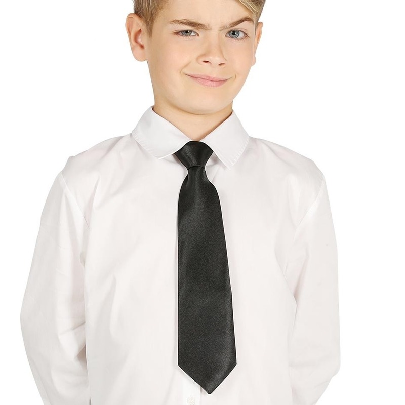 Carnaval verkleed stropdas voor kinderen zwart polyester jongens en meisjes