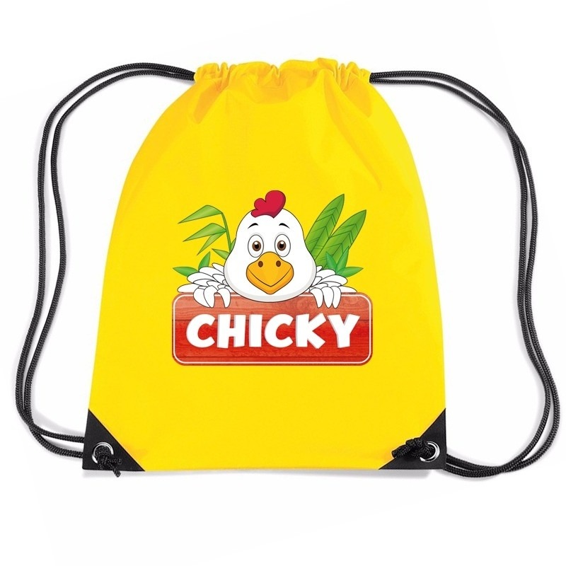 Chicky de Kip rugtas / gymtas geel voor kinderen