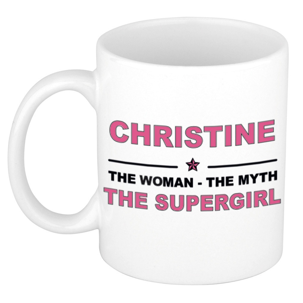 Christine The woman, The myth the supergirl pensioen cadeau mok-beker 300 ml