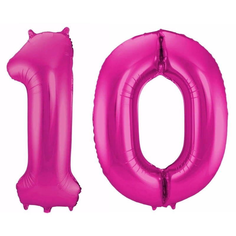 Cijfer ballonnen 10 jaar 86 cm