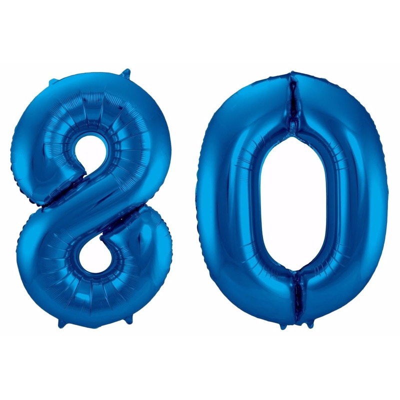 Cijfer ballonnen 80 jaar 86 cm
