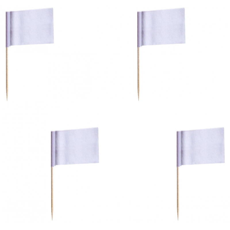 Cocktailprikkers blanco 500x wit 8 cm vlaggen prikkertjes