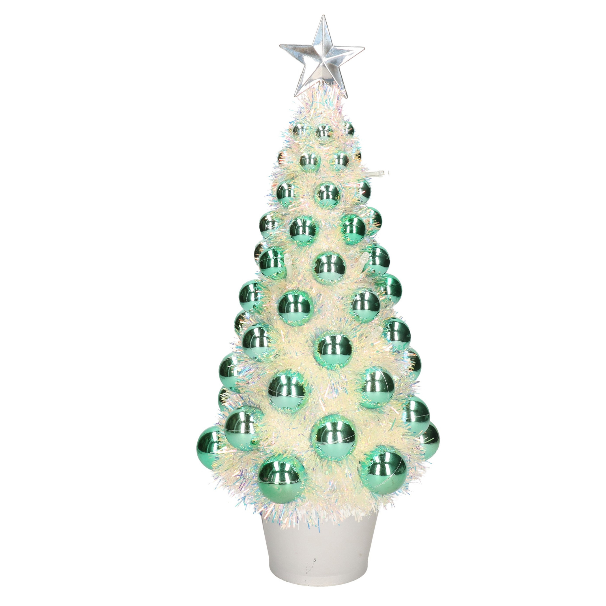 Complete mini kunst kerstboom-kunstboom groen met lichtjes 40 cm