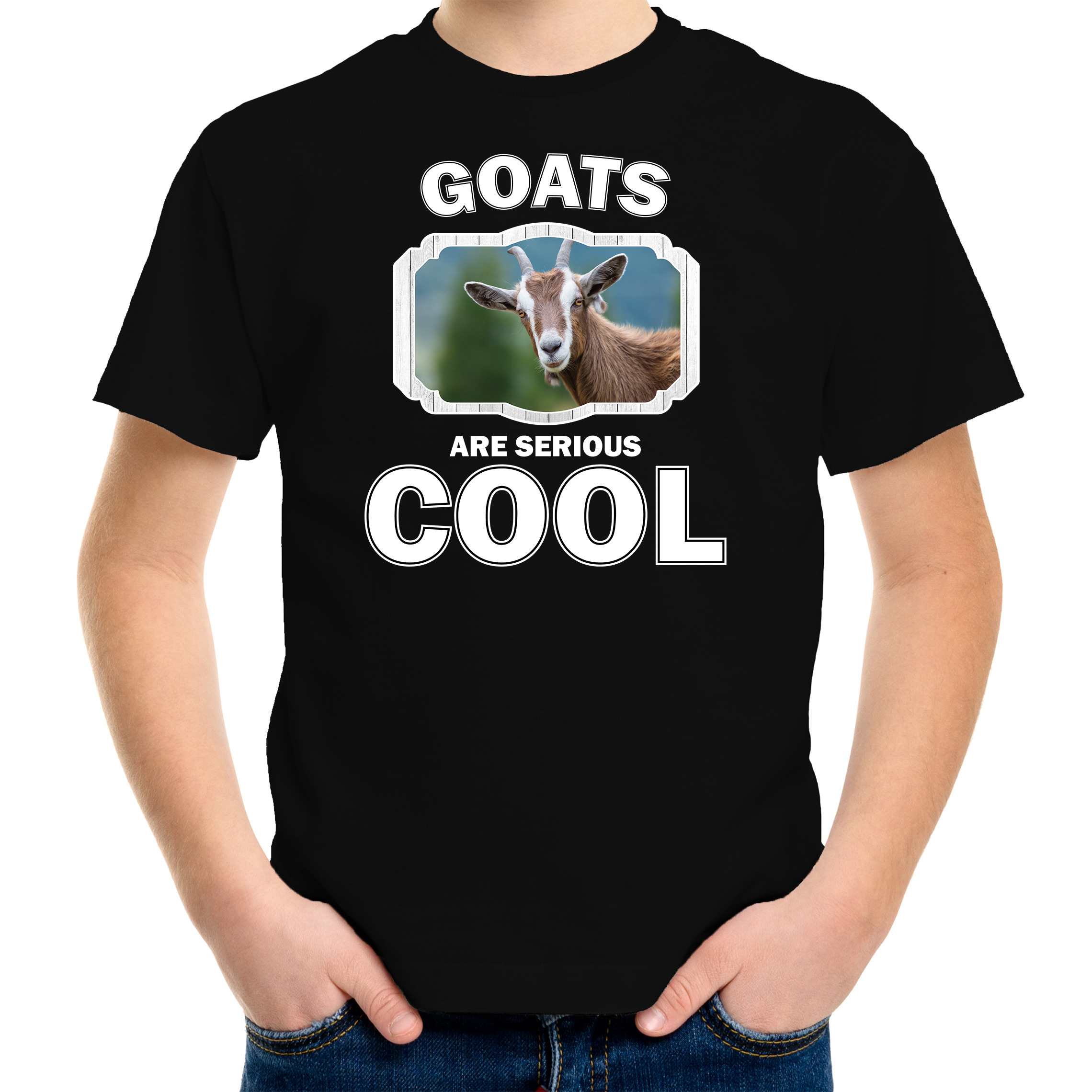 Dieren geit t-shirt zwart kinderen - goats are cool shirt jongens en meisjes