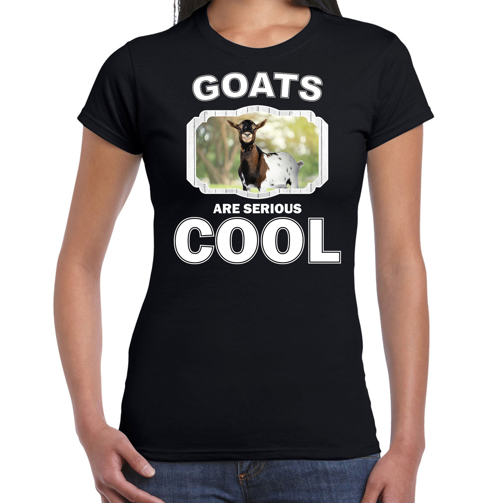 Dieren gevlekte geit t-shirt zwart dames - goats are cool shirt