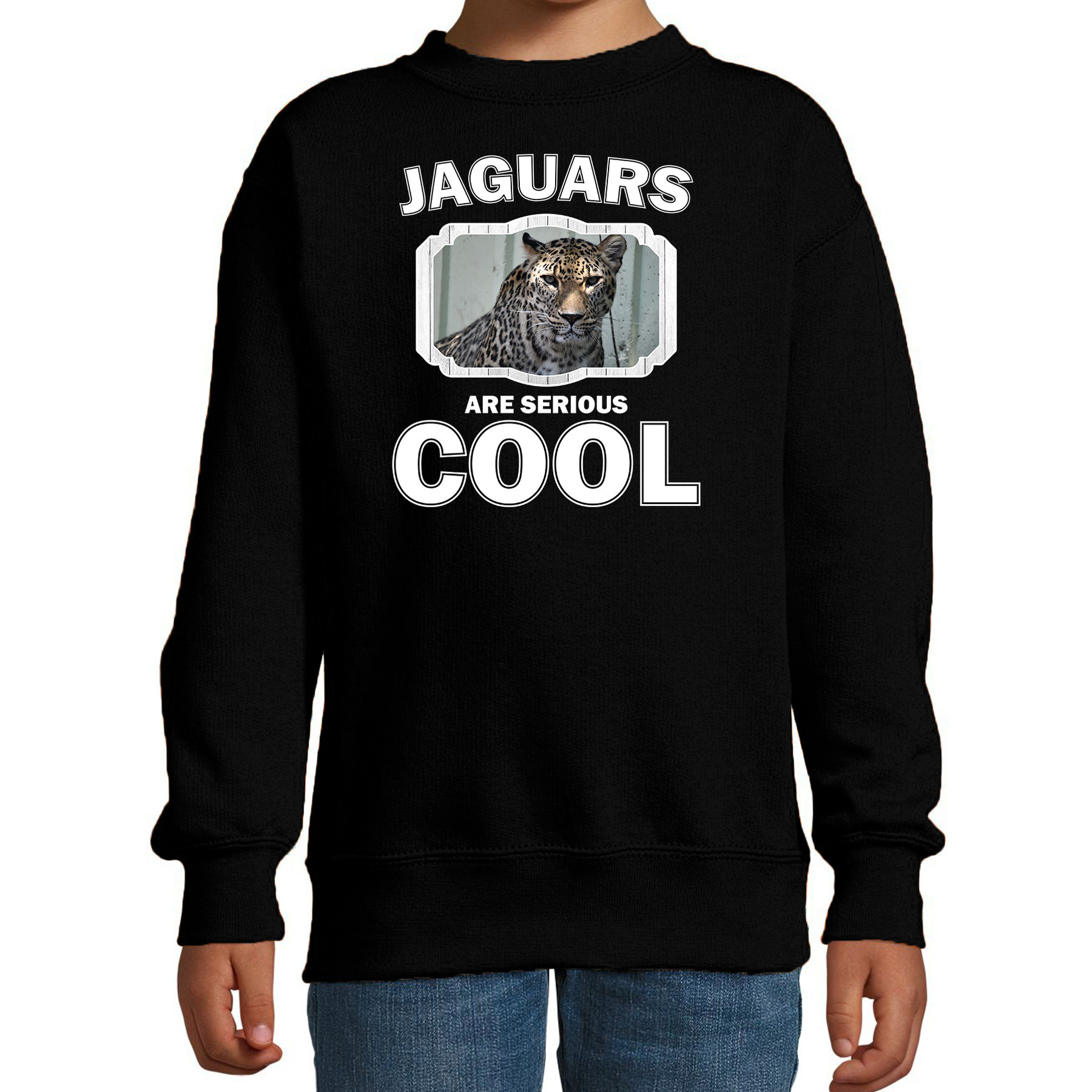 Dieren gevlekte jaguar sweater zwart kinderen - jaguars are cool trui jongens en meisjes