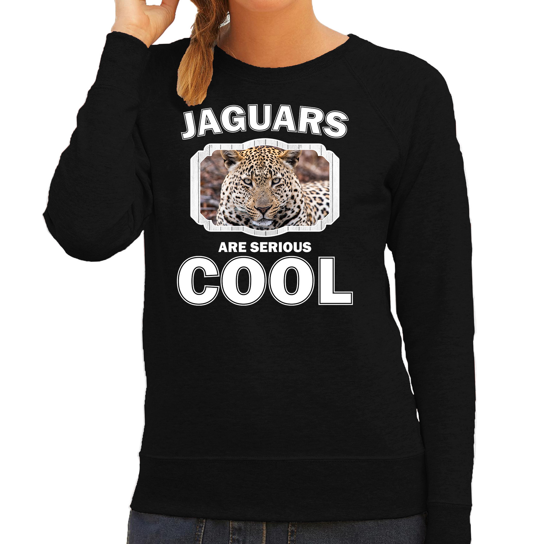 Dieren jaguar sweater zwart dames - jaguars are cool trui