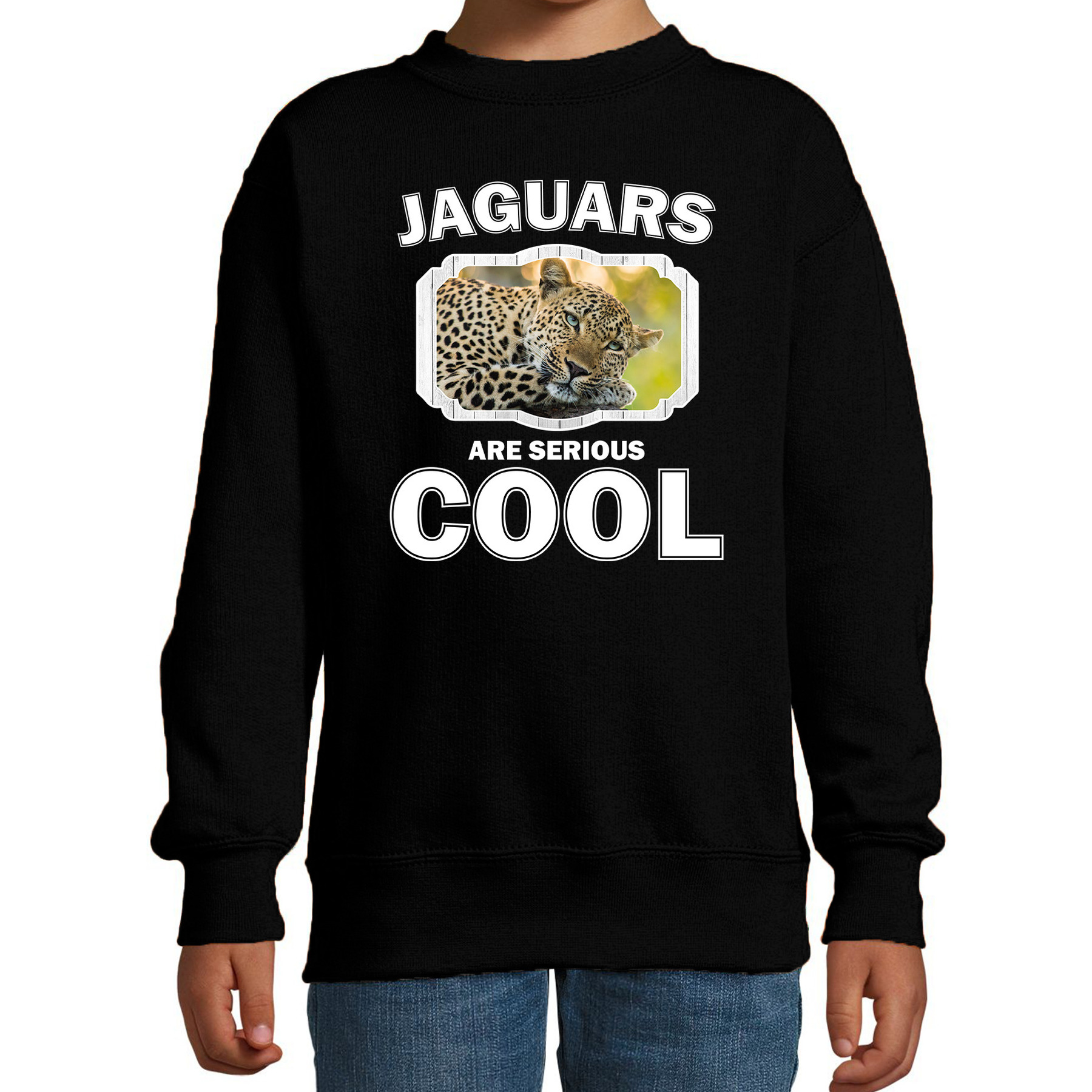 Dieren luipaard sweater zwart kinderen - jaguars are cool trui jongens en meisjes