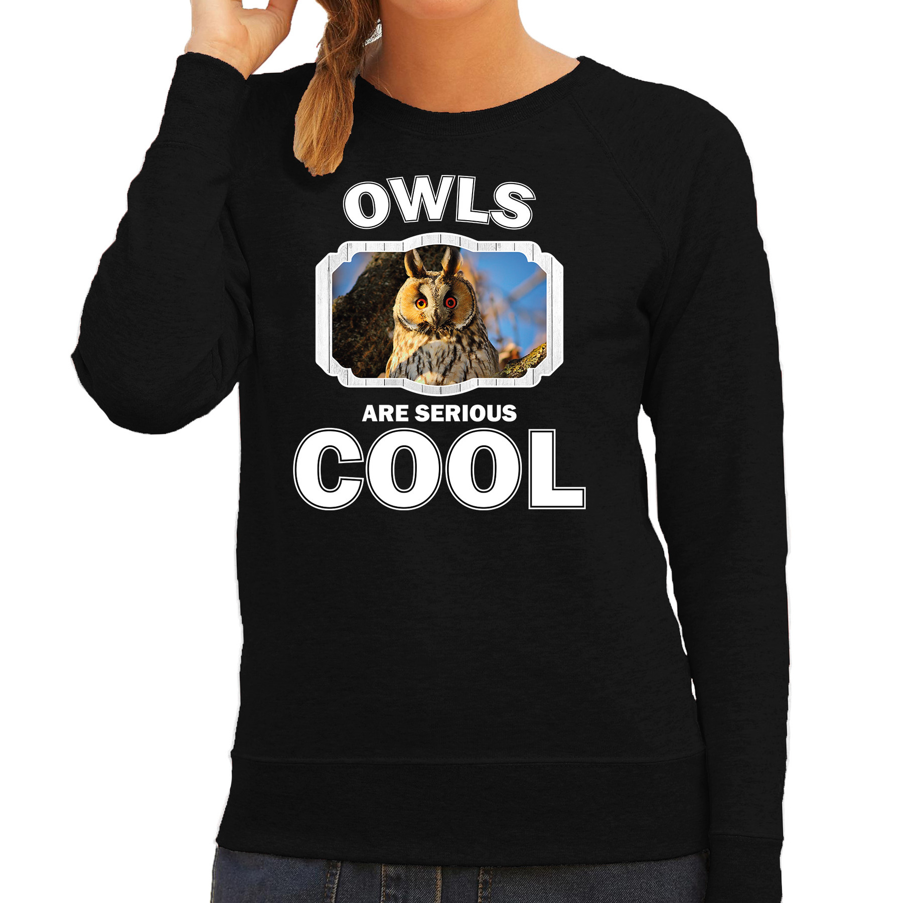 Dieren ransuil sweater zwart dames owls are cool trui