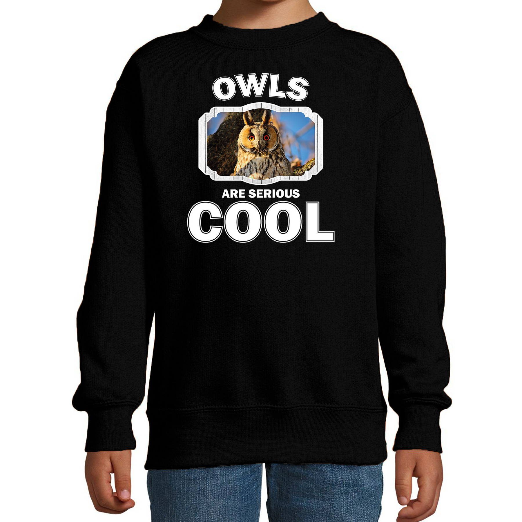 Dieren ransuil sweater zwart kinderen owls are cool trui jongens en meisjes