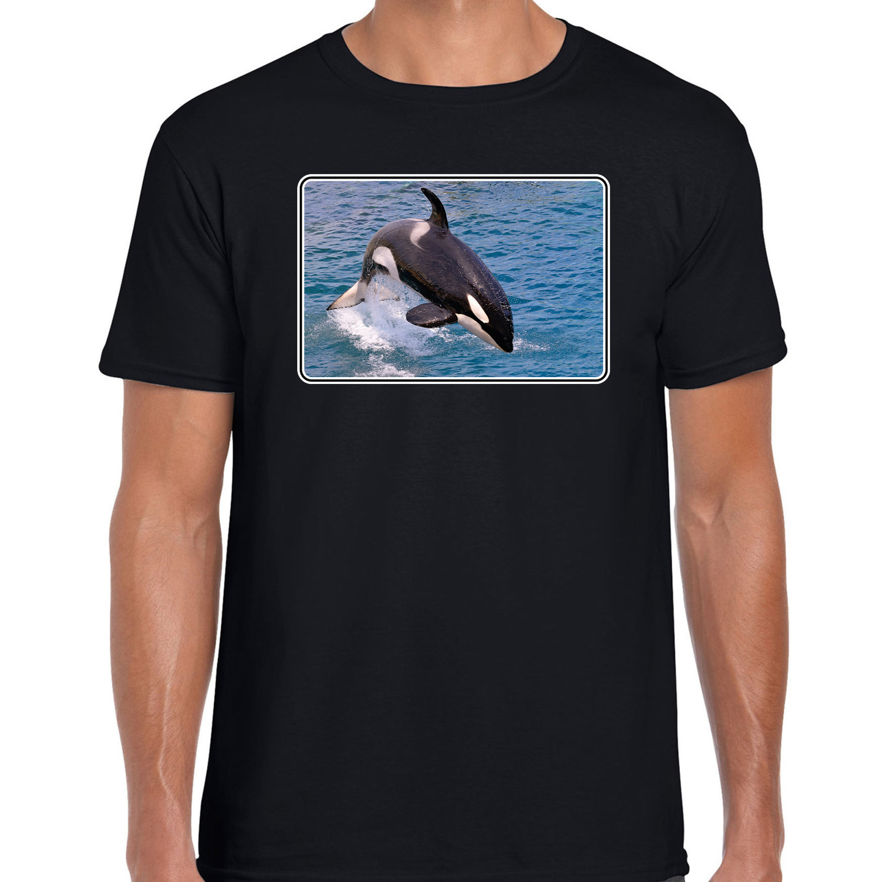 Dieren t-shirt met orka walvissen foto zwart voor heren