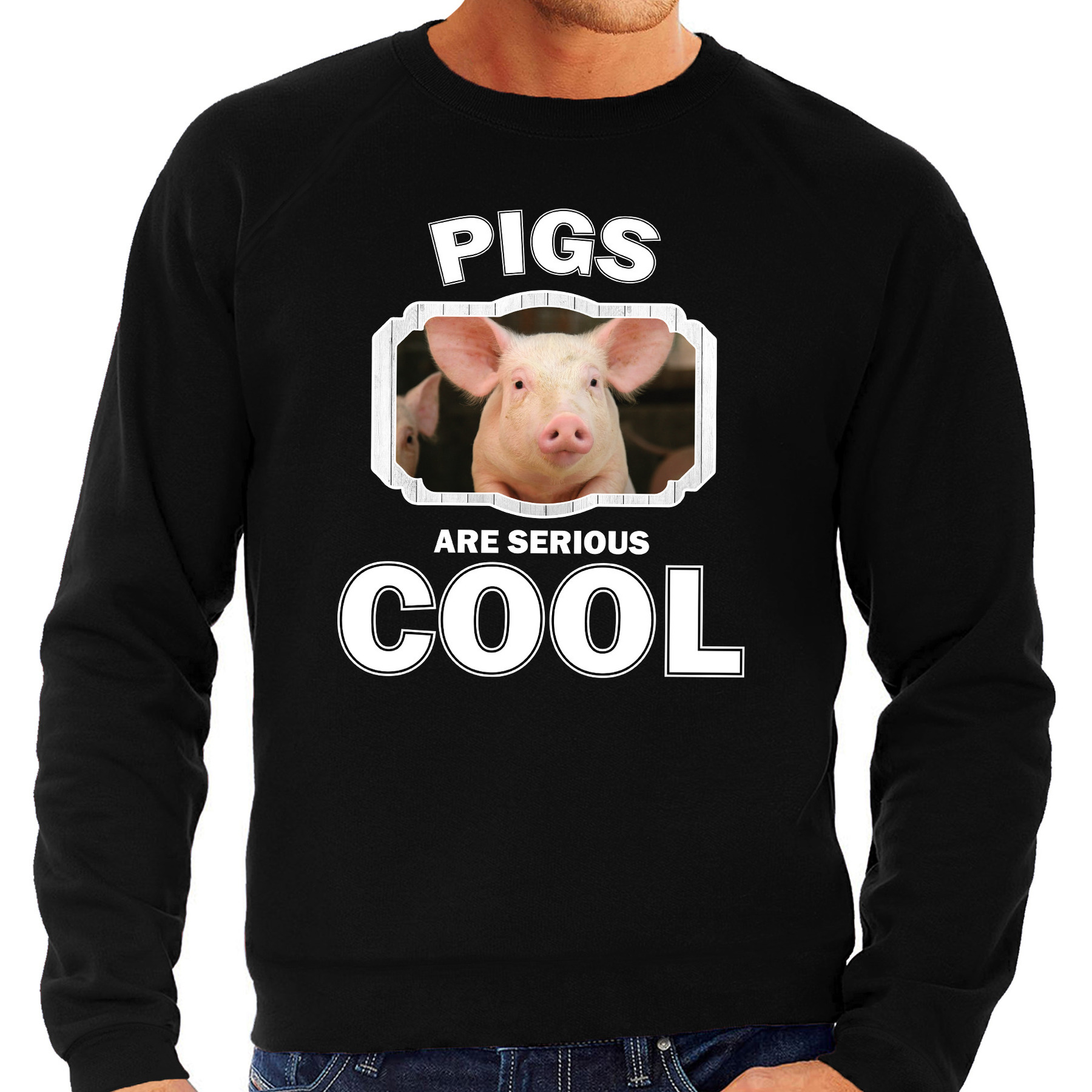Dieren varken sweater zwart heren - pigs are cool trui