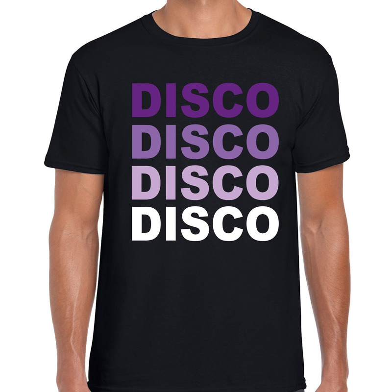 Disco feest t-shirt zwart voor heren