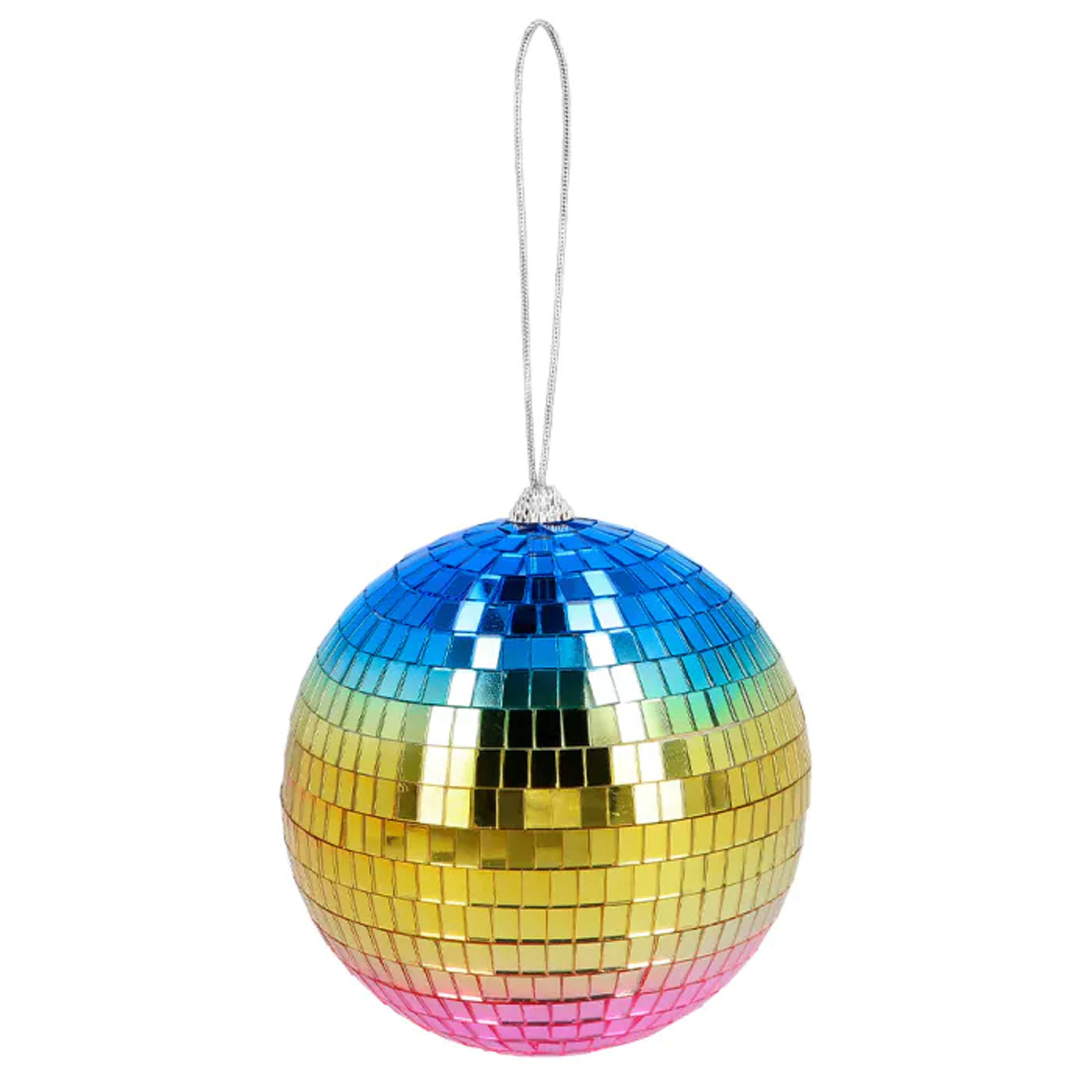 Disco spiegel bal rond regenboog Dia 15 cm Seventies-eighties thema versiering
