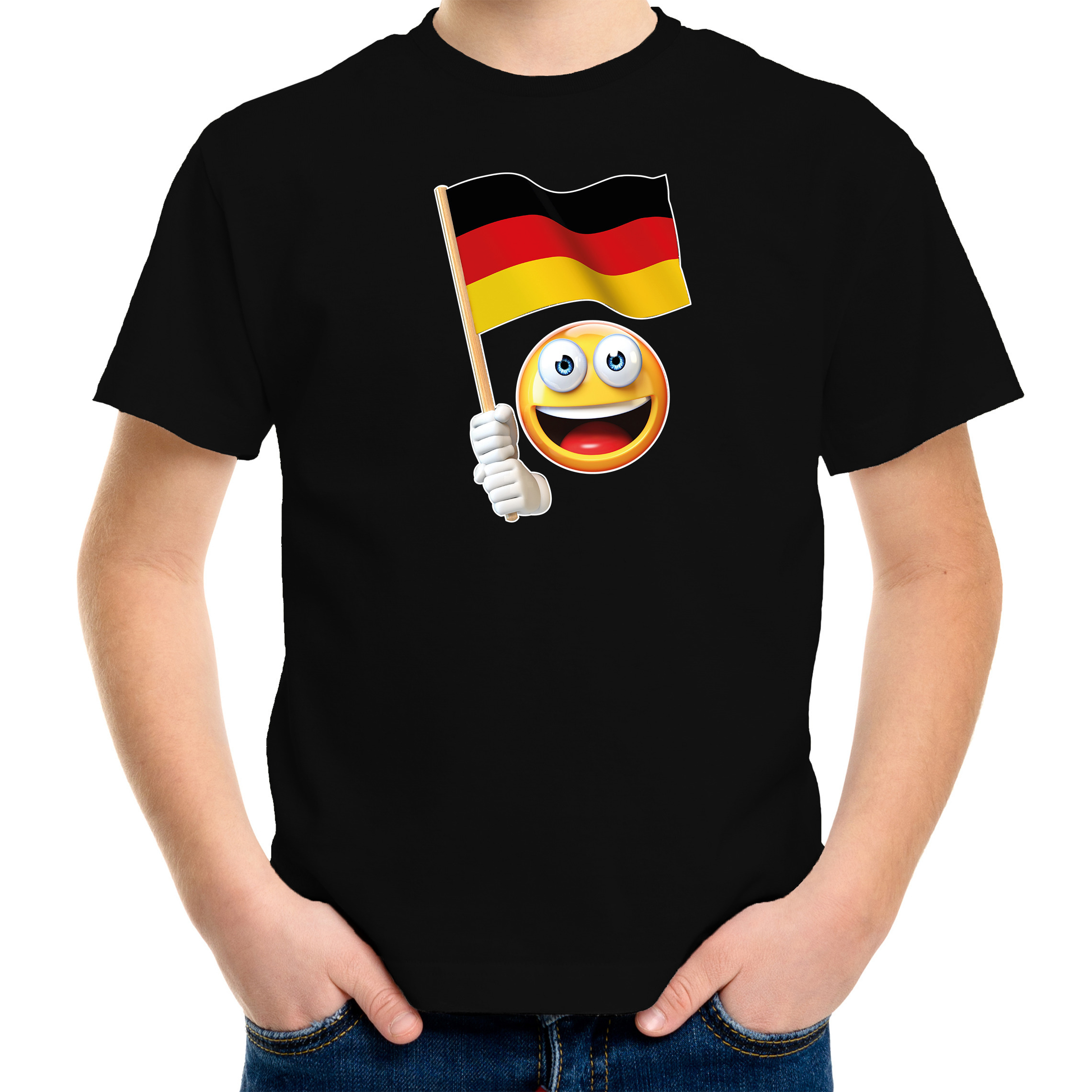 Duitsland supporter - fan emoticon t-shirt zwart voor kinderen