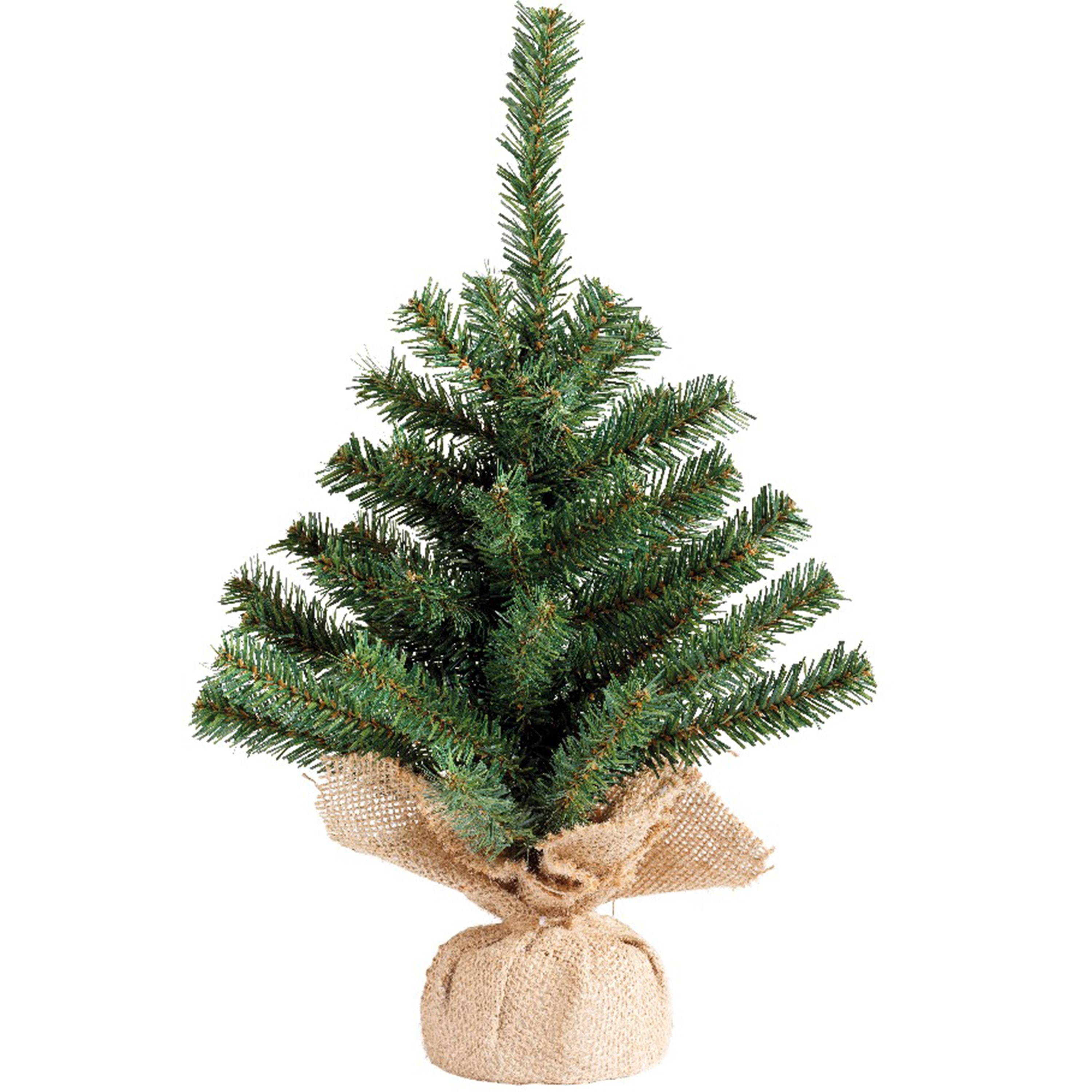 Everlands Mini kerstboom groen in jute zak 45 cm