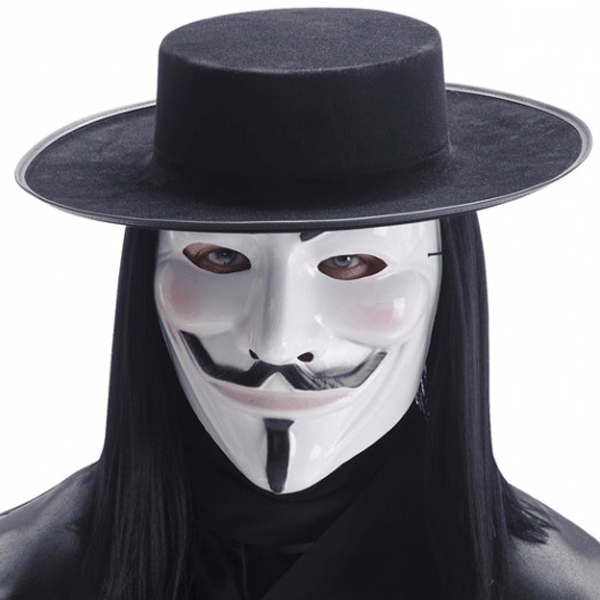 Feest masker wit V for Vendetta