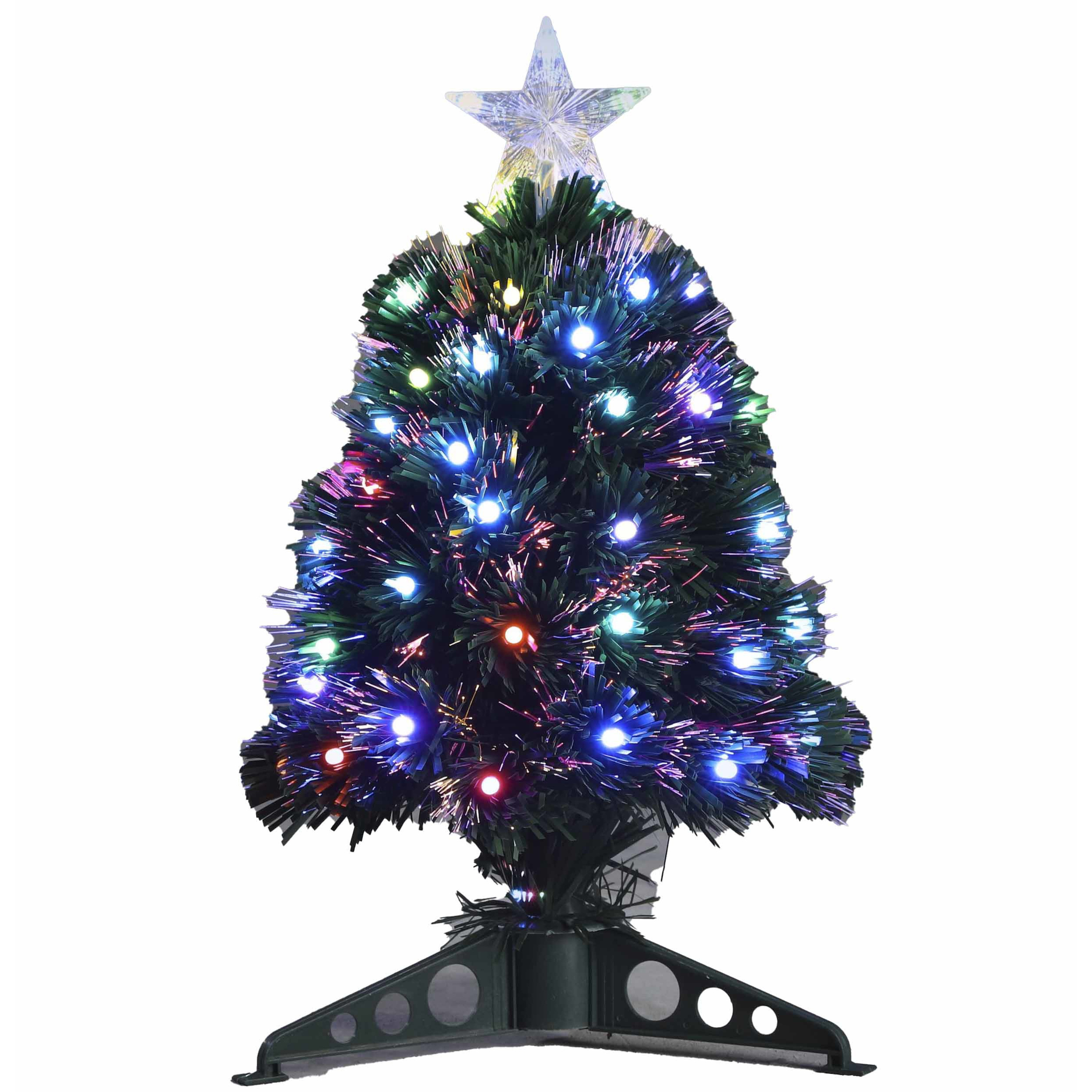 Fiber optic kerstboom-kunst kerstboom met gekleurde lampjes 45 cm