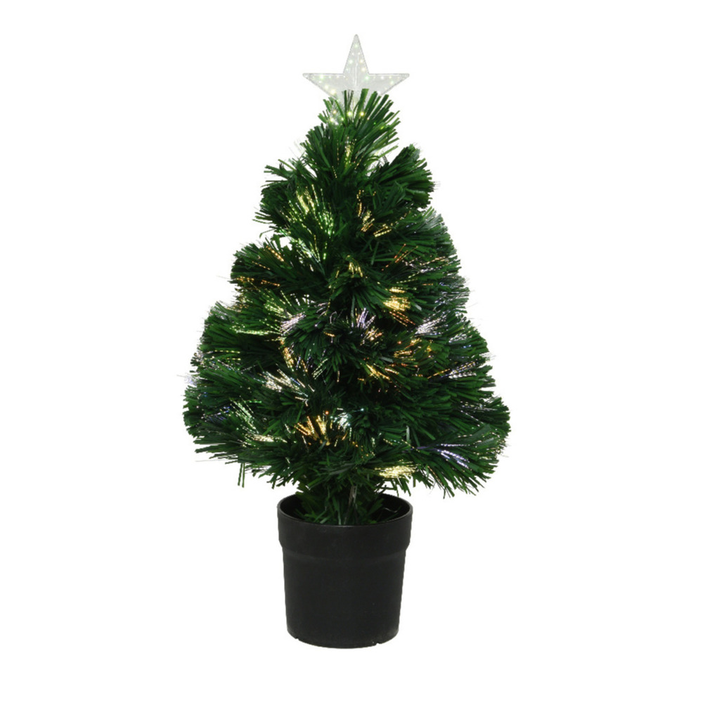 Fiber optic kerstboom-kunst kerstboom met verlichting en ster piek 60 cm