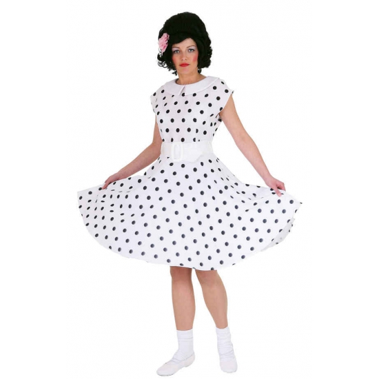 Fifties jurkje met polka dots wit/zwart