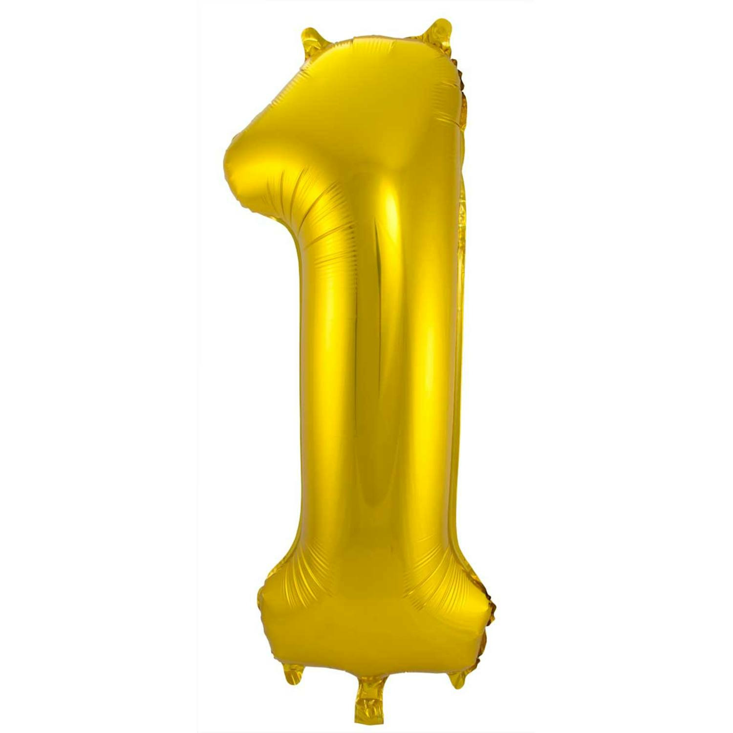 Folie ballon van cijfer 1 in het goud 86 cm
