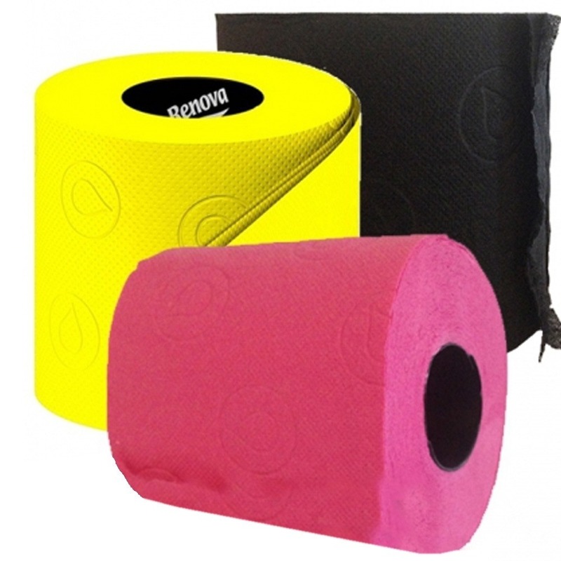 Fuchsia roze-geel-zwart wc papier rol pakket