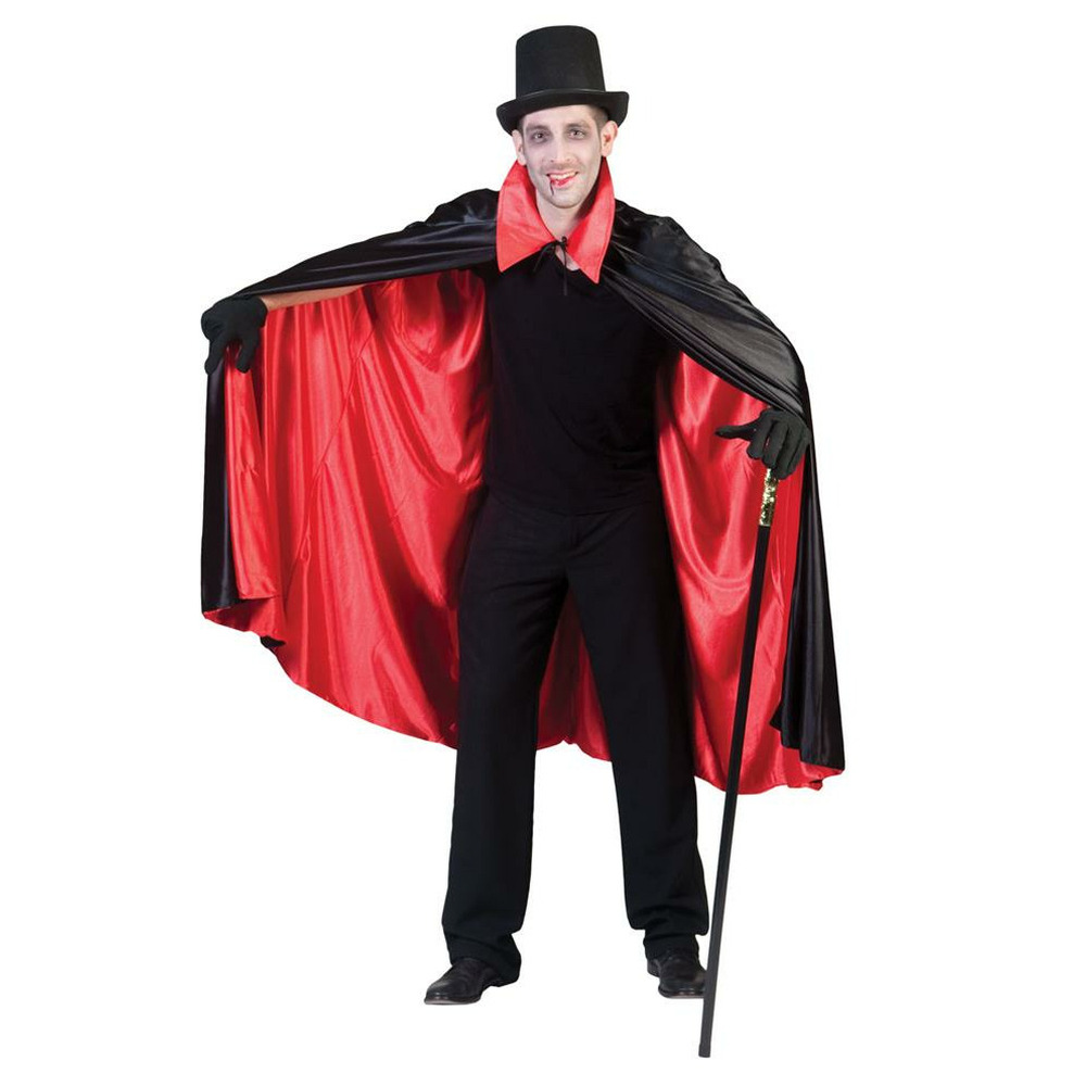 Funny Fashion Halloween verkleed cape zwart-rood Carnaval kostuum-kleding