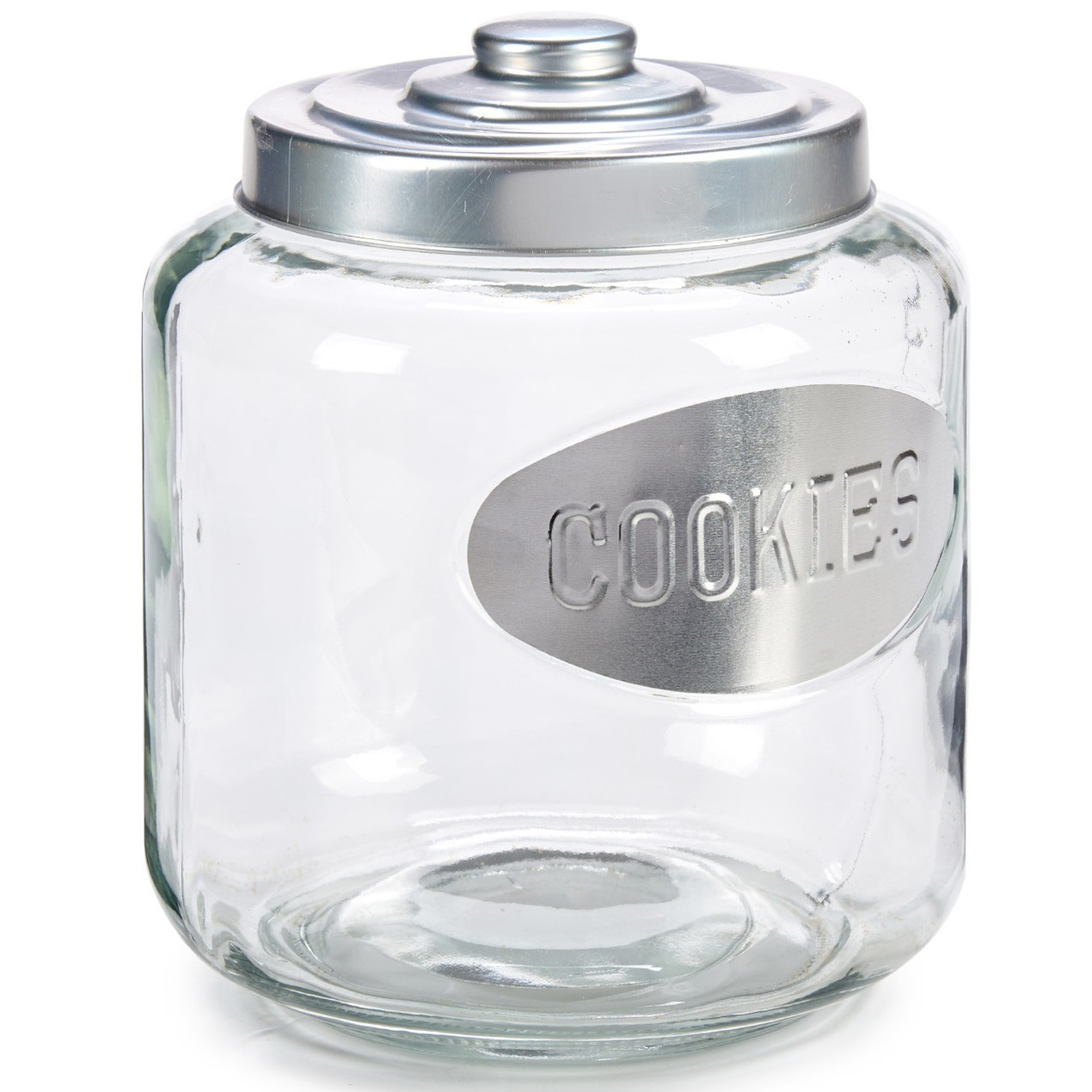 Glazen koektrommel-snoepjes-koekjes voorraad pot met zilverkleurige deksel 4000 ml