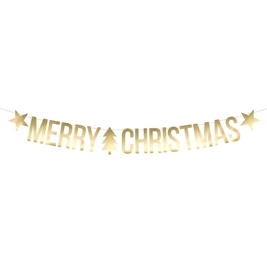 Gouden Merry Christmas Diy Kerst Banner Slinger 20 X 175 Cm