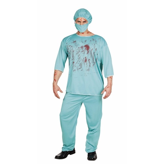 Griezelige bebloede artsen outfit