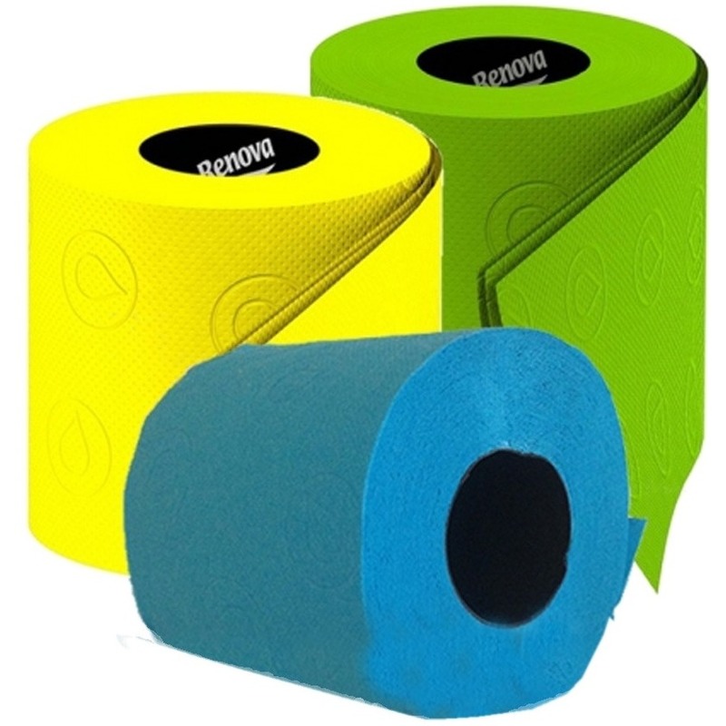 Groen-geel-turquoise wc papier rol pakket