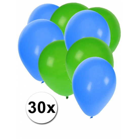 Groene en blauwe feestballonnen 30x