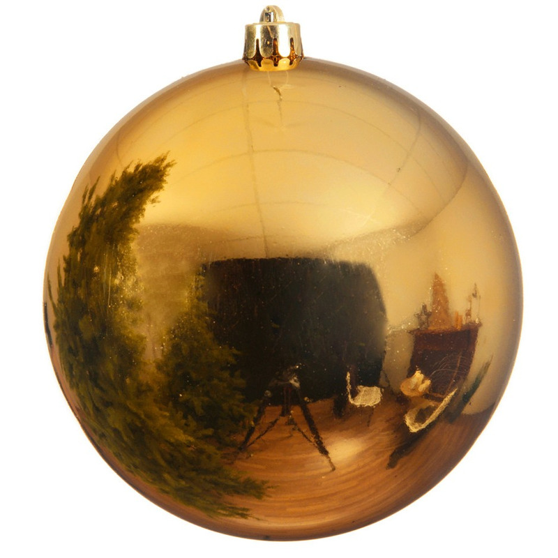 Grote kerstbal goud 25 cm kunststof glans mega kerstbal