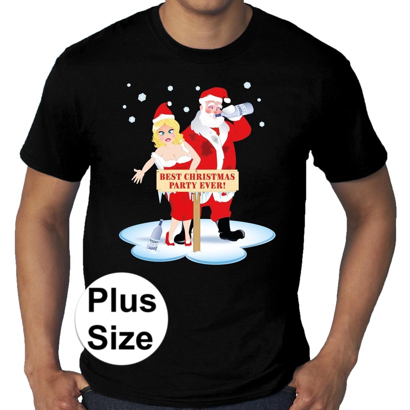 Grote maten fout Kerst t-shirt best Christmas party zwart heren