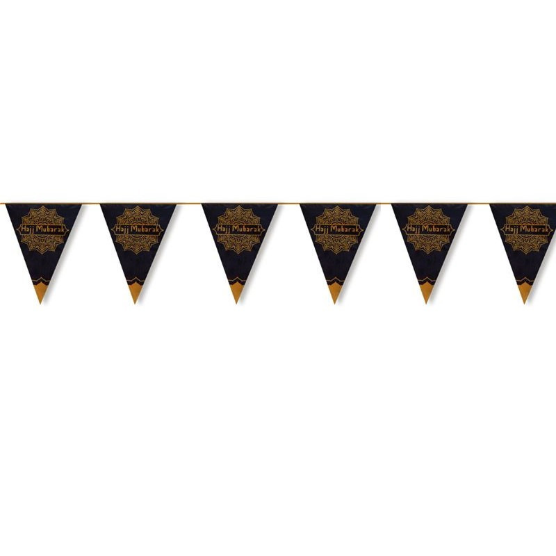 Hajj Mubarak thema vlaggenlijn-slinger zwart-goud 6 meter