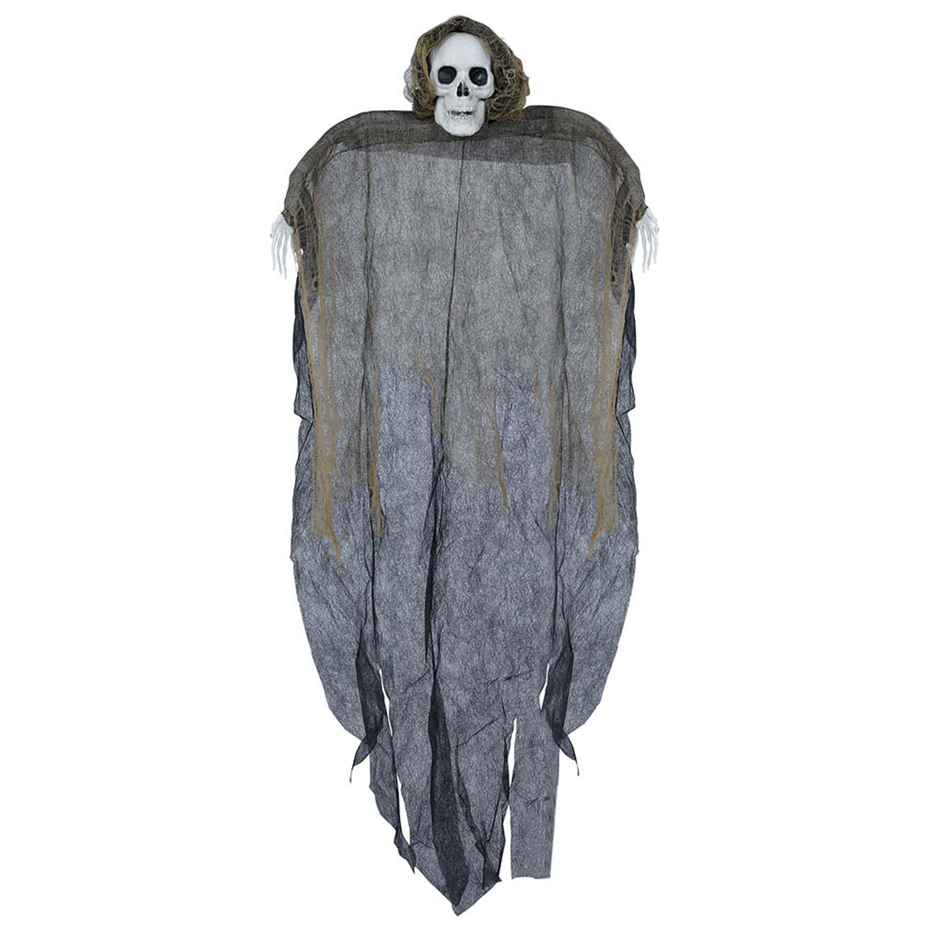 Halloween-horror thema hang decoratie Skelet-Zombie met gescheurde kleding griezel pop 120 cm
