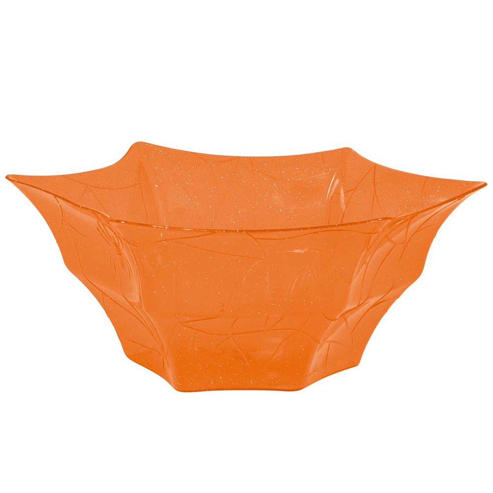 Halloween trick or treat snoepschaal groot oranje kunststof 30 x 14 cm