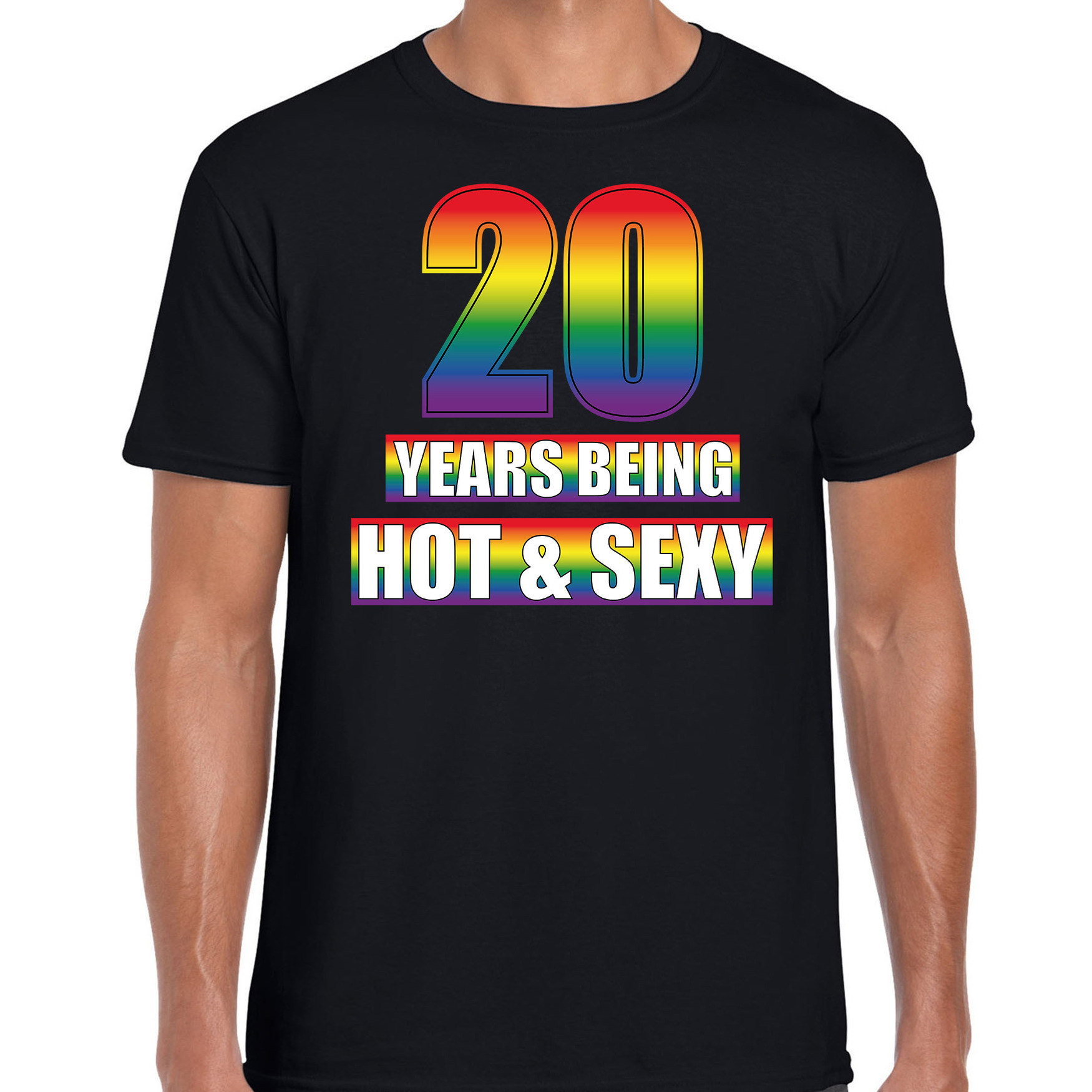 Hot en sexy 20 jaar verjaardag cadeau t-shirt zwart voor heren Gay- LHBT kleding-outfit