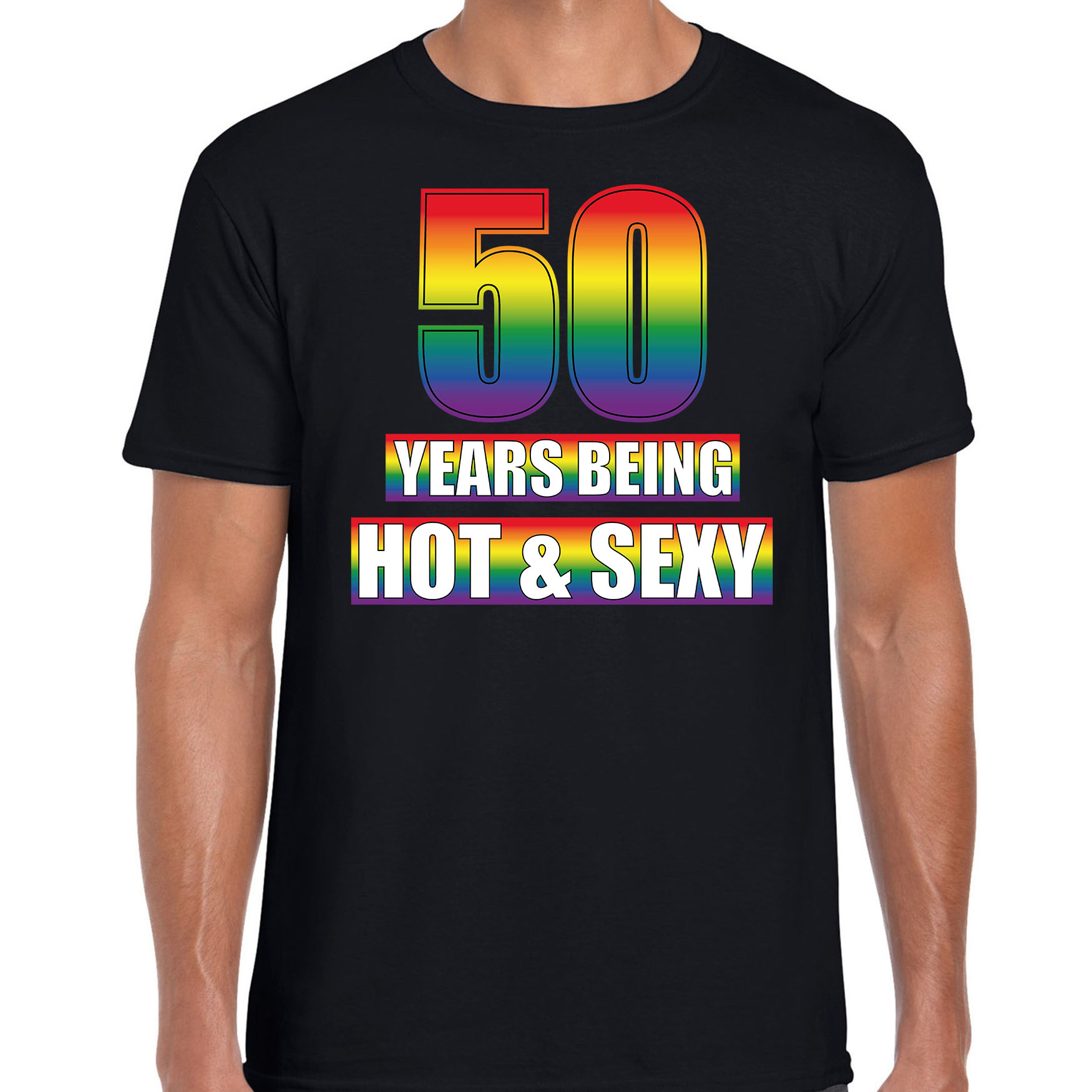 Hot en sexy 50 jaar verjaardag cadeau t-shirt zwart voor heren Gay- LHBT kleding-outfit-Abraha