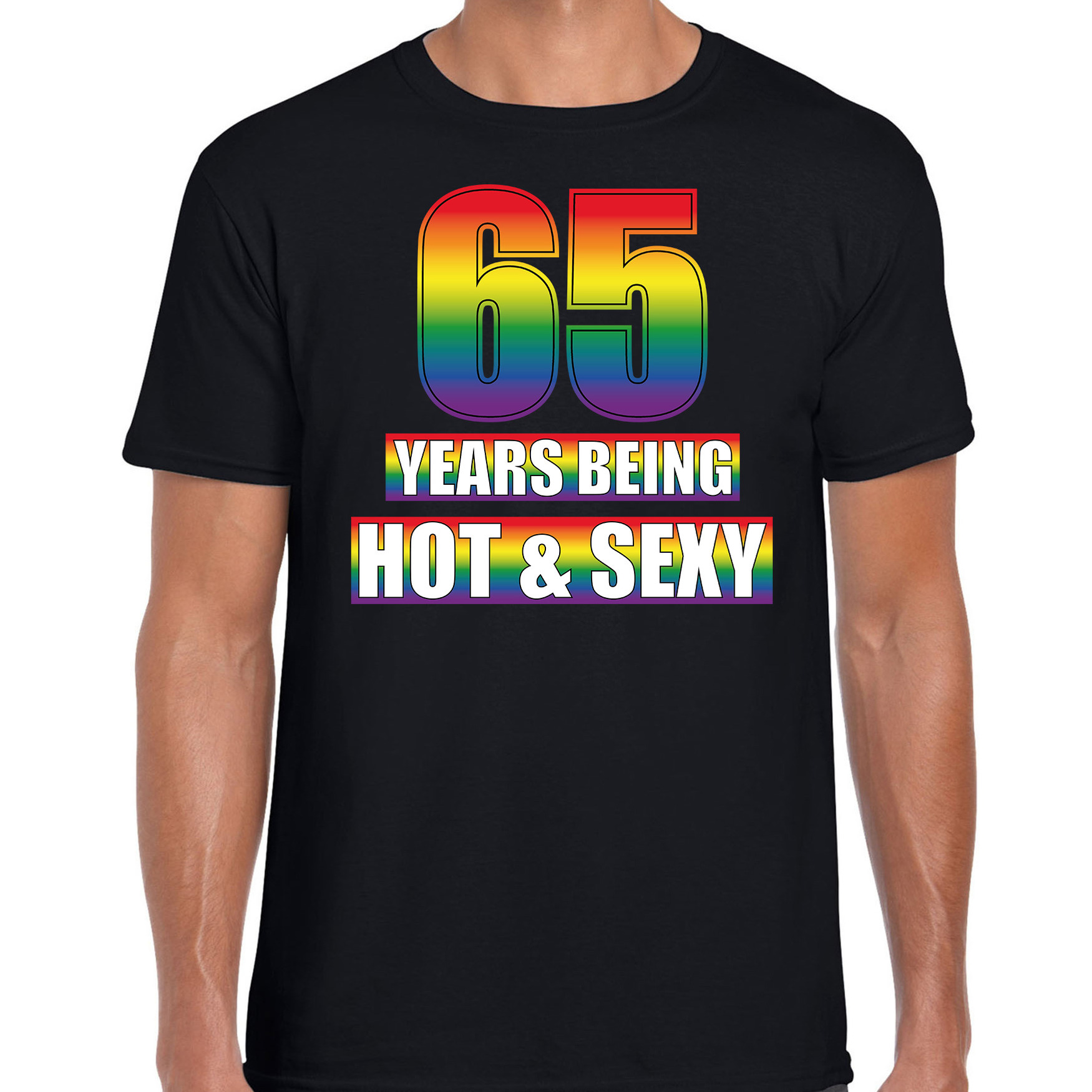 Hot en sexy 65 jaar verjaardag cadeau t-shirt zwart voor heren Gay- LHBT kleding-outfit
