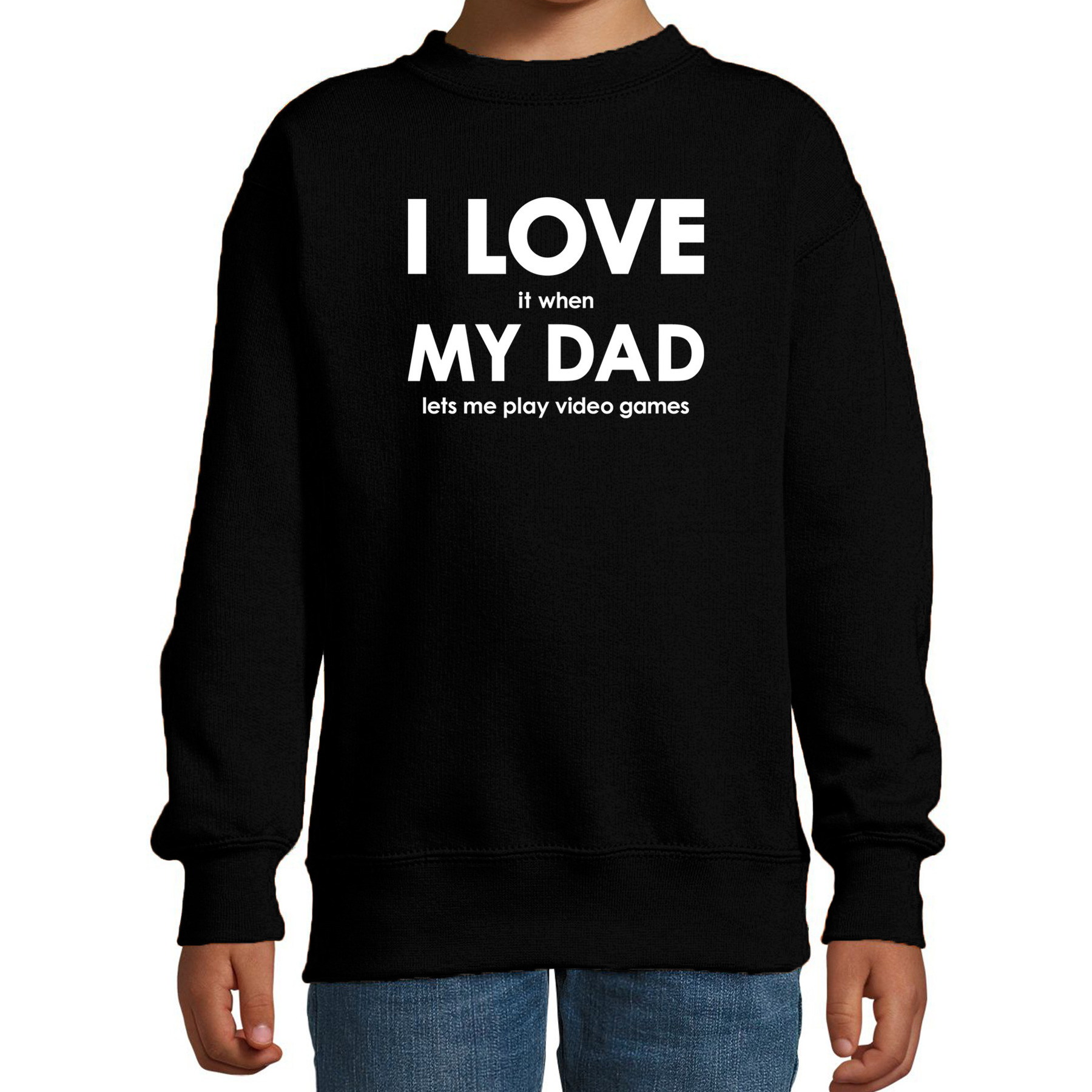 I love it when my dad lets me play video games sweater zwart voor kids
