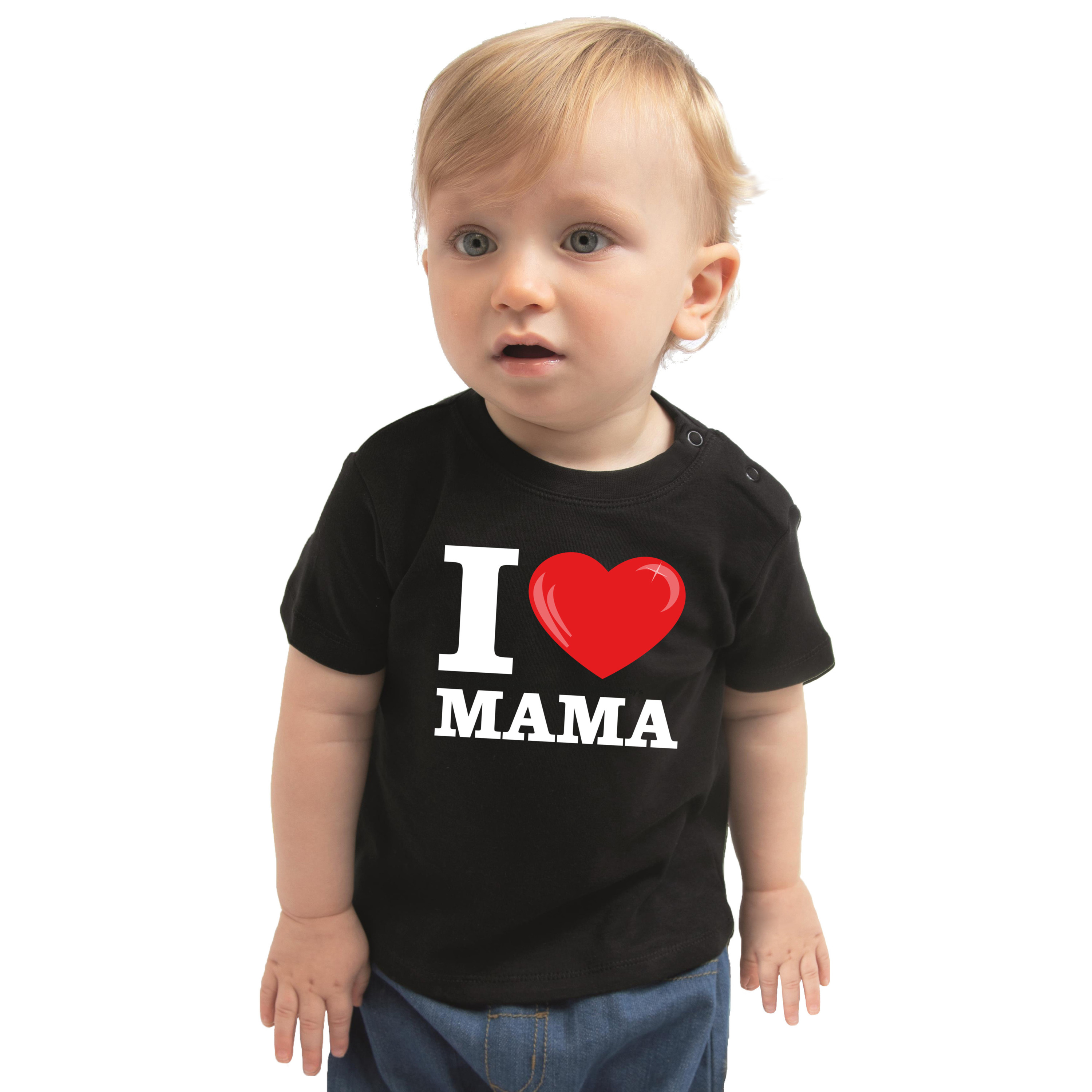 I love mama cadeau t-shirt zwart baby jongen-meisje