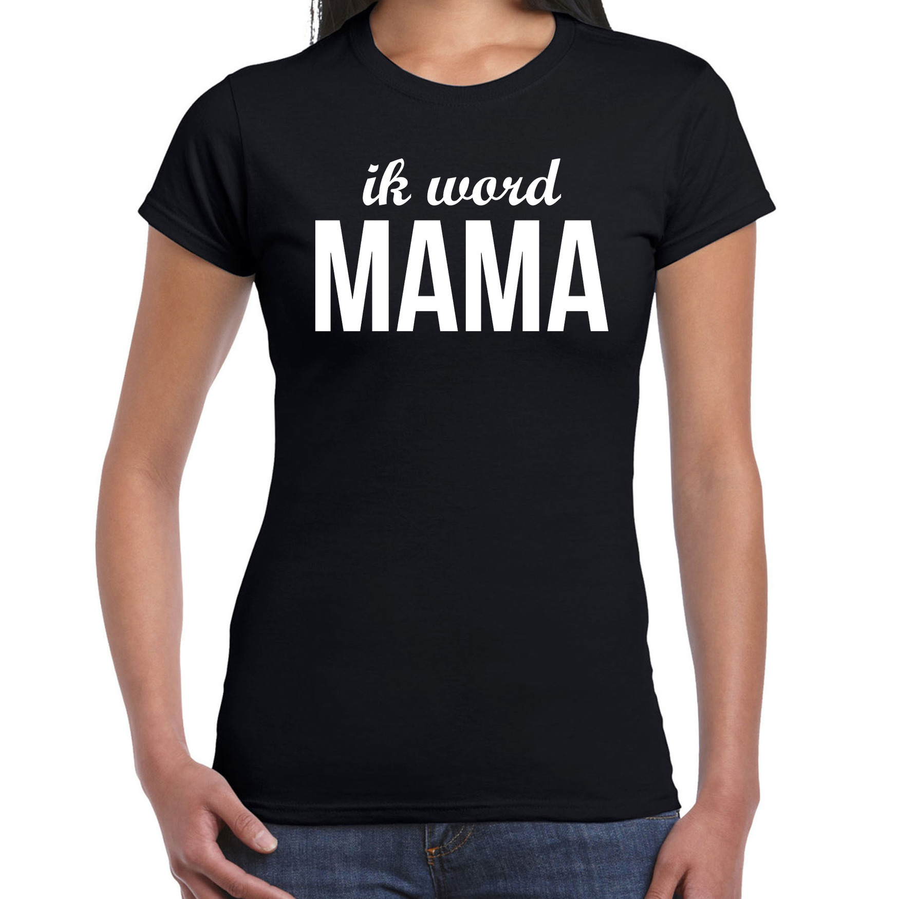Ik word mama t-shirt zwart voor dames Cadeau aanstaande moeder- zwanger