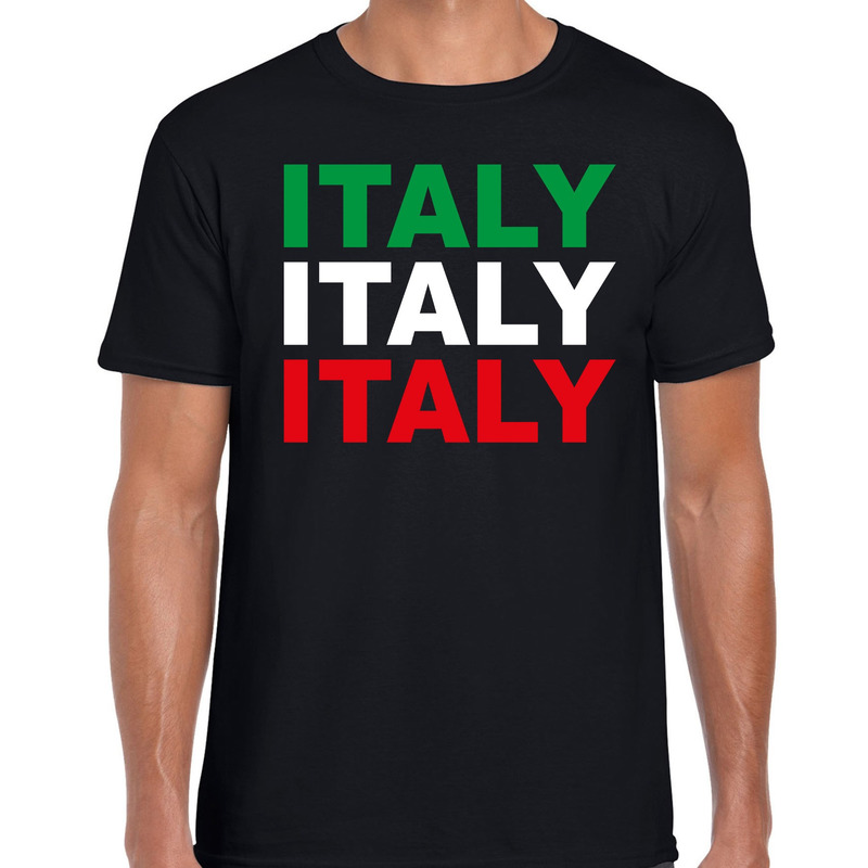Italy-Italie landen t-shirt zwart voor heren