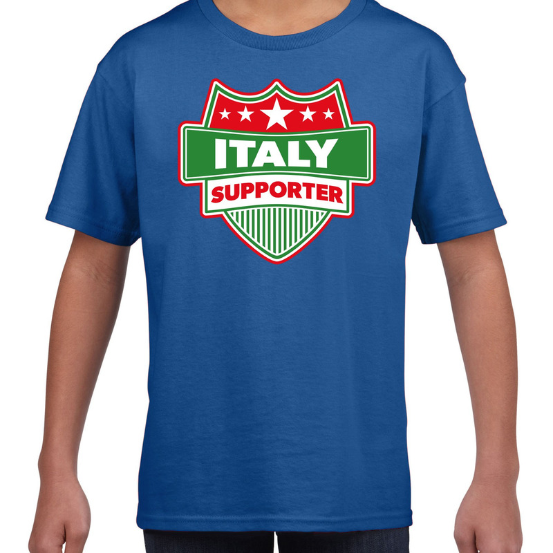 Italy-Italie schild supporter t-shirt blauw voor kinderen
