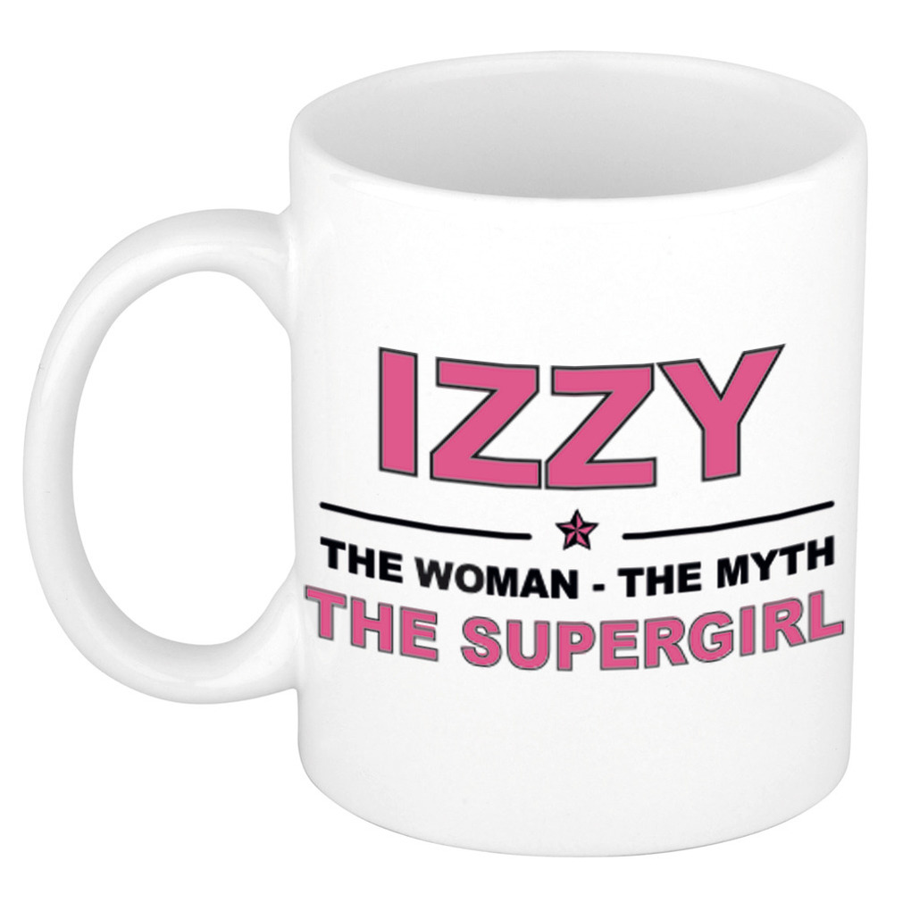 Izzy The woman, The myth the supergirl pensioen cadeau mok-beker 300 ml